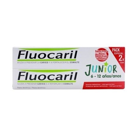 Fluocaril junior 6-12 años 2 x 75 ml frutos rojo