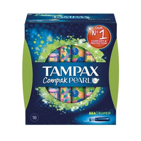 Tampax compak pearl super tampon 100%algodon 16u