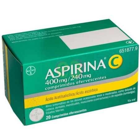 Aspirina c 400/240 mg 20 comprimidos efervescent
